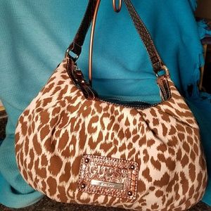 Guess Leopard Print Hobo Handbag